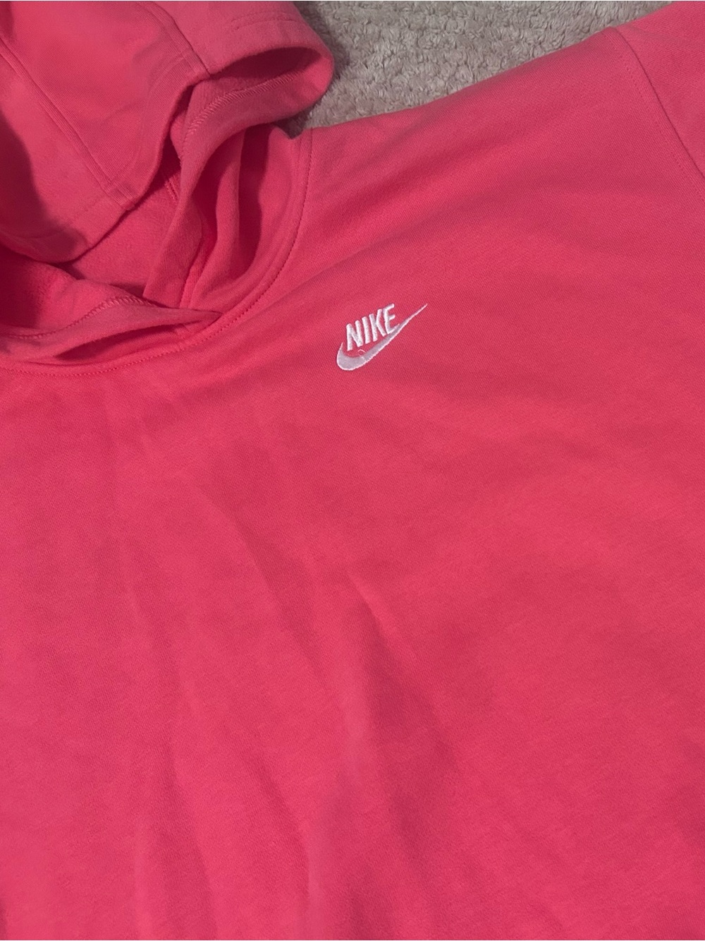 Nike Coral Pink Hoodie with White Swoosh - Picture 3 of 4